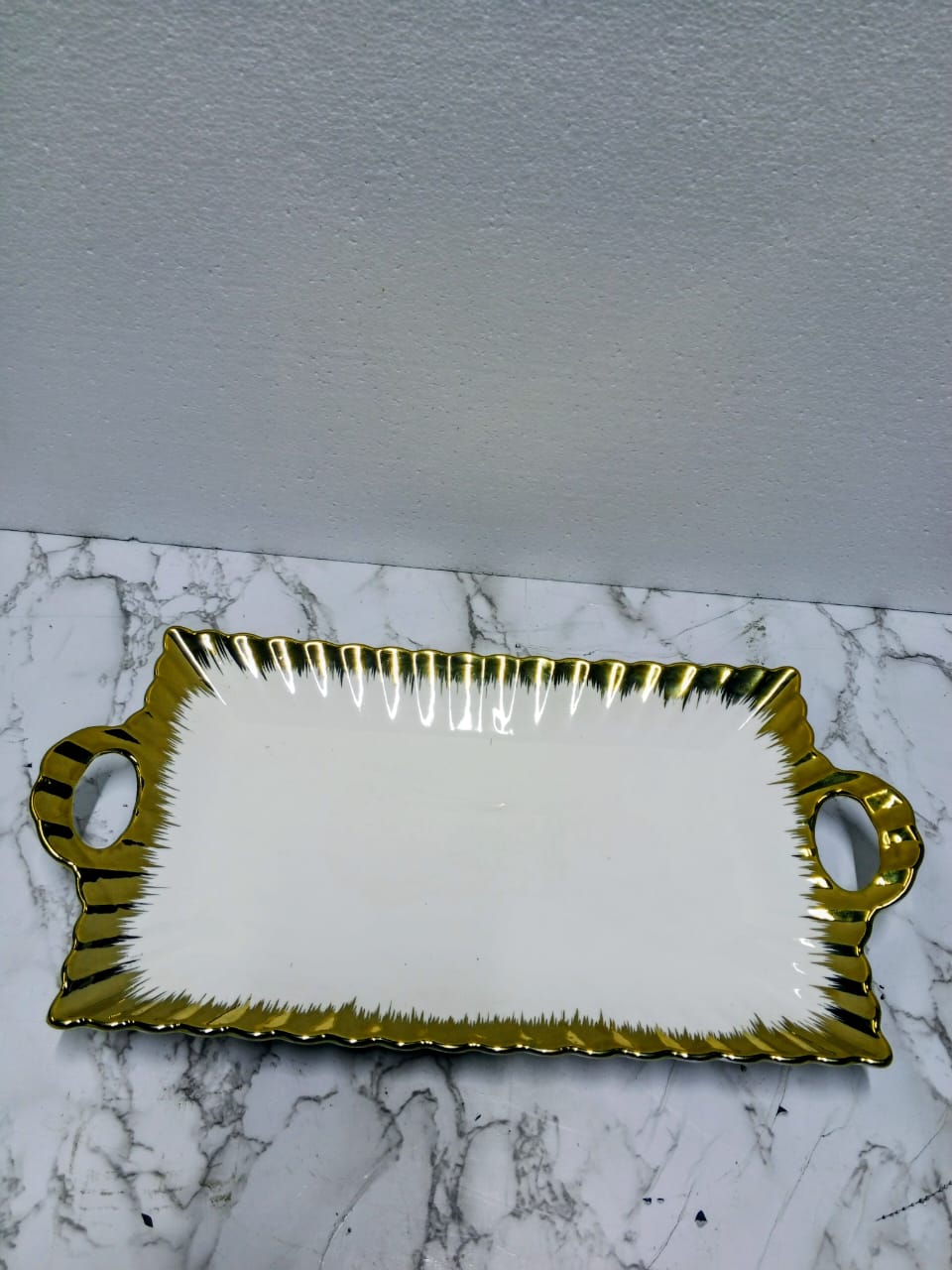 Cream white and gold tray
