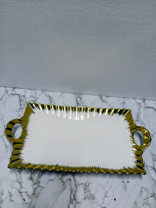 Cream white and gold tray