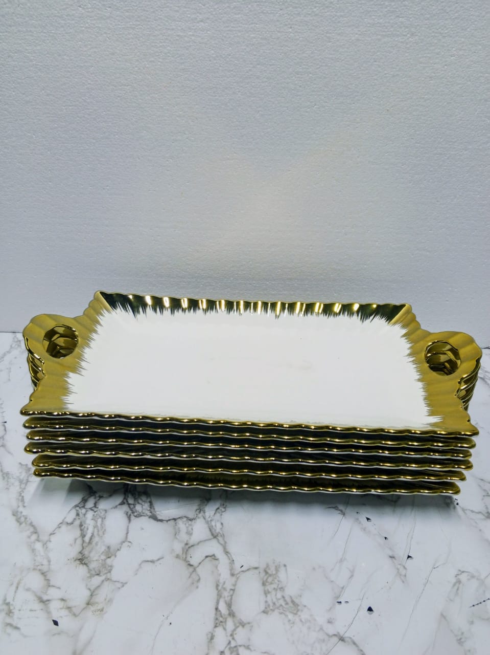 Cream white and gold holder Set