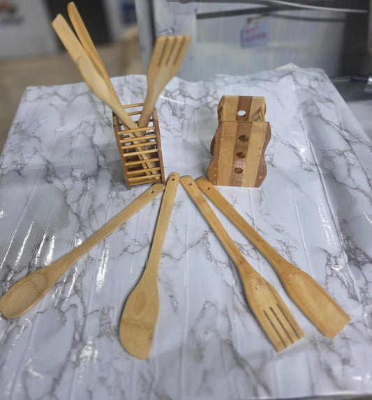 New inn bamboo elegant set with spoon holder