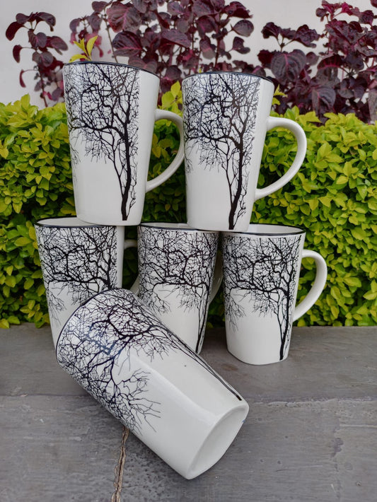 *Set of 6 Black Tree Mugs