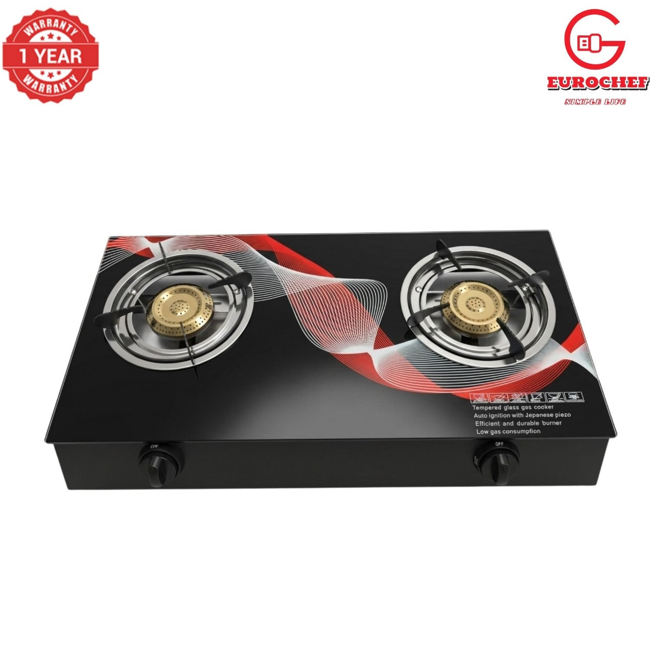 Eurochef 2 burner glass top cooker