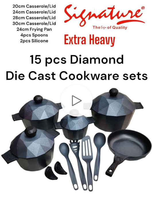 15 pieces signature non stick cookware set