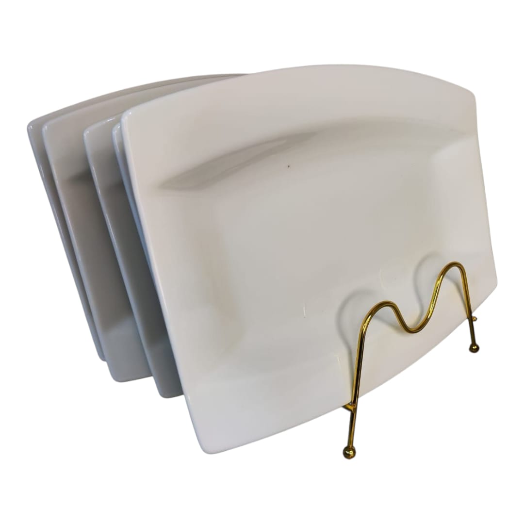 Set of Rectangular white dinner plate