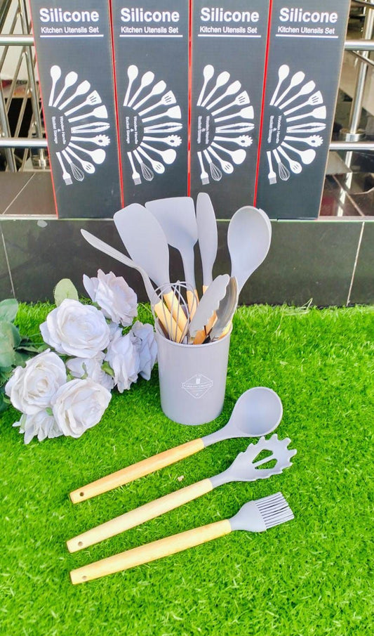 Silicone Chef Pro" 12-Piece Kitchen Silicone Utensil Set with Holder