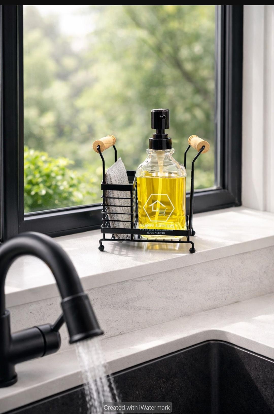 Glass soap dispenser with stand