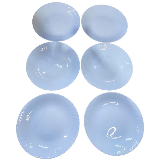 Smooth white glass dinner plate set