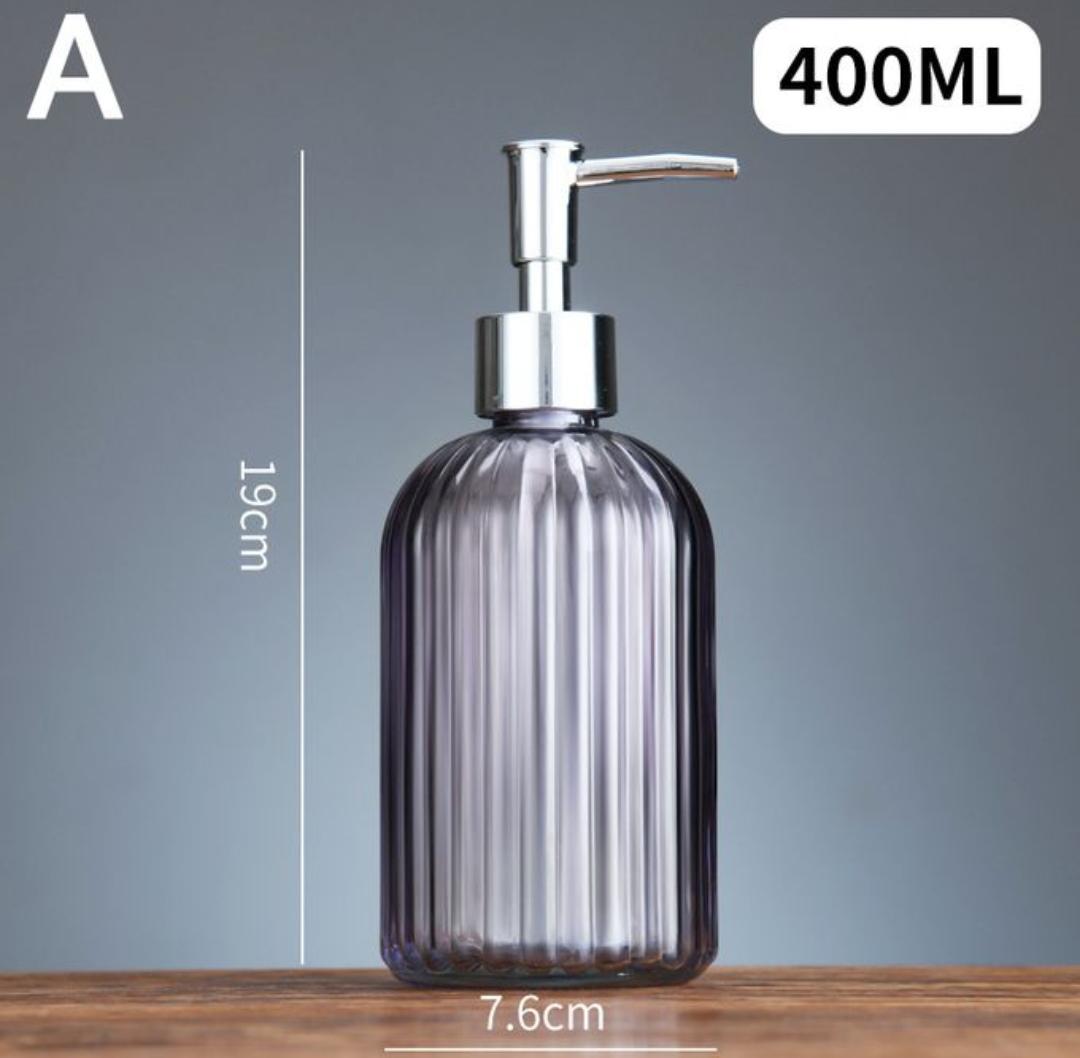 hard glass ripped soap/lotion dispenser.
