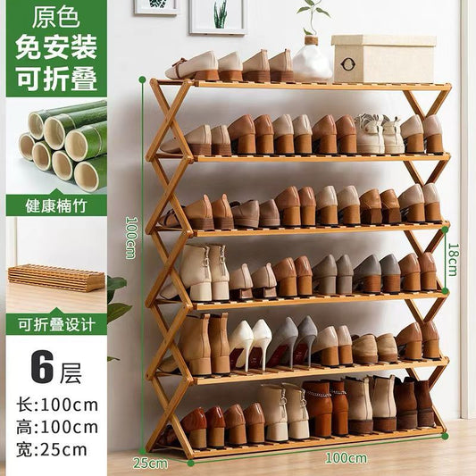 6-Tier Folable Bamboo Shoe Rack stand