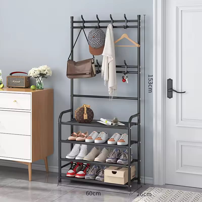 Multi-functional shoe and hat rack
