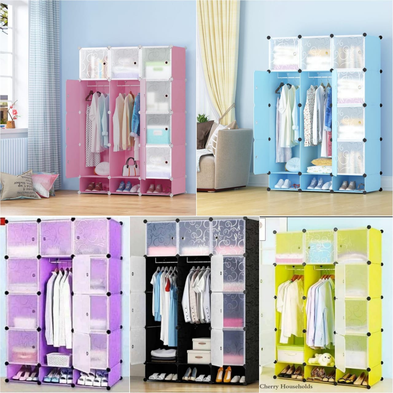 Plastic wardrobe three columns available*