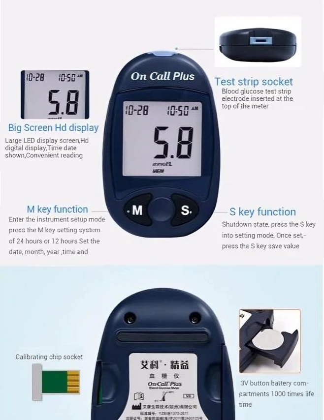 On Call Plus Glucometer Kit- Blood Sugar Monitor